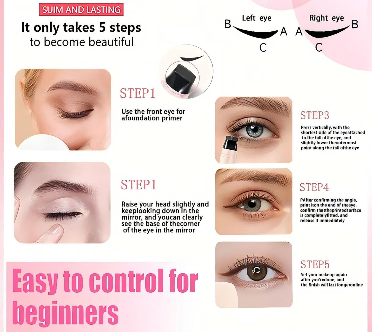 HEMSPIRE Winged Eyeliner Stamp Pen Dual Head Rotating Design, Quick-Dry, Long-Lasting, Smudge-Proof for Easy Cat Eye (Black)