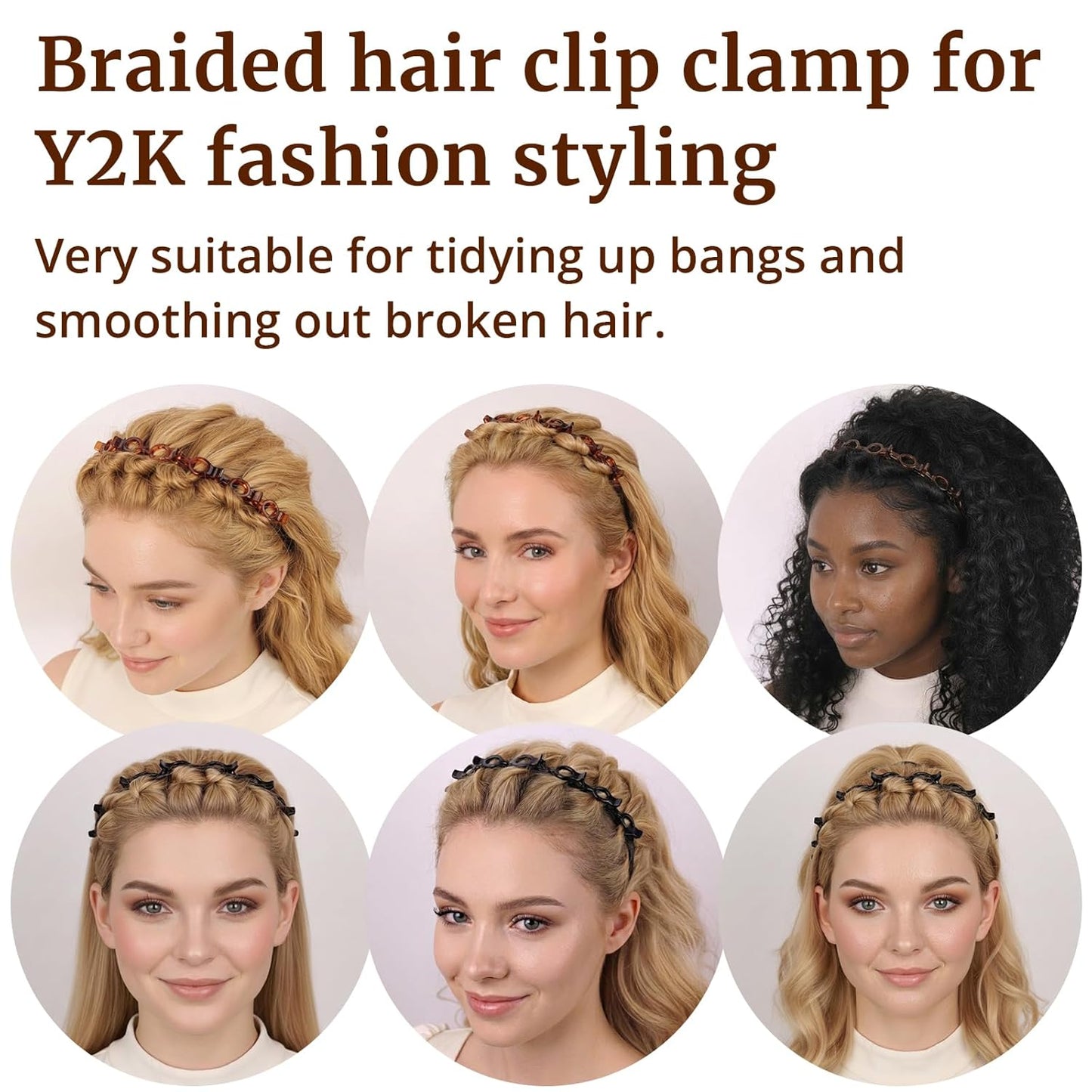 Clip Headband for Twisty Bangs, 90s Hair Accessories for Women