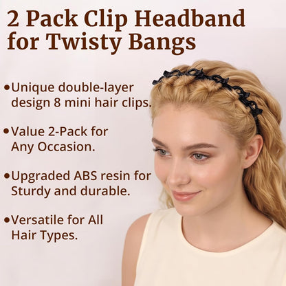 Clip Headband for Twisty Bangs, 90s Hair Accessories for Women