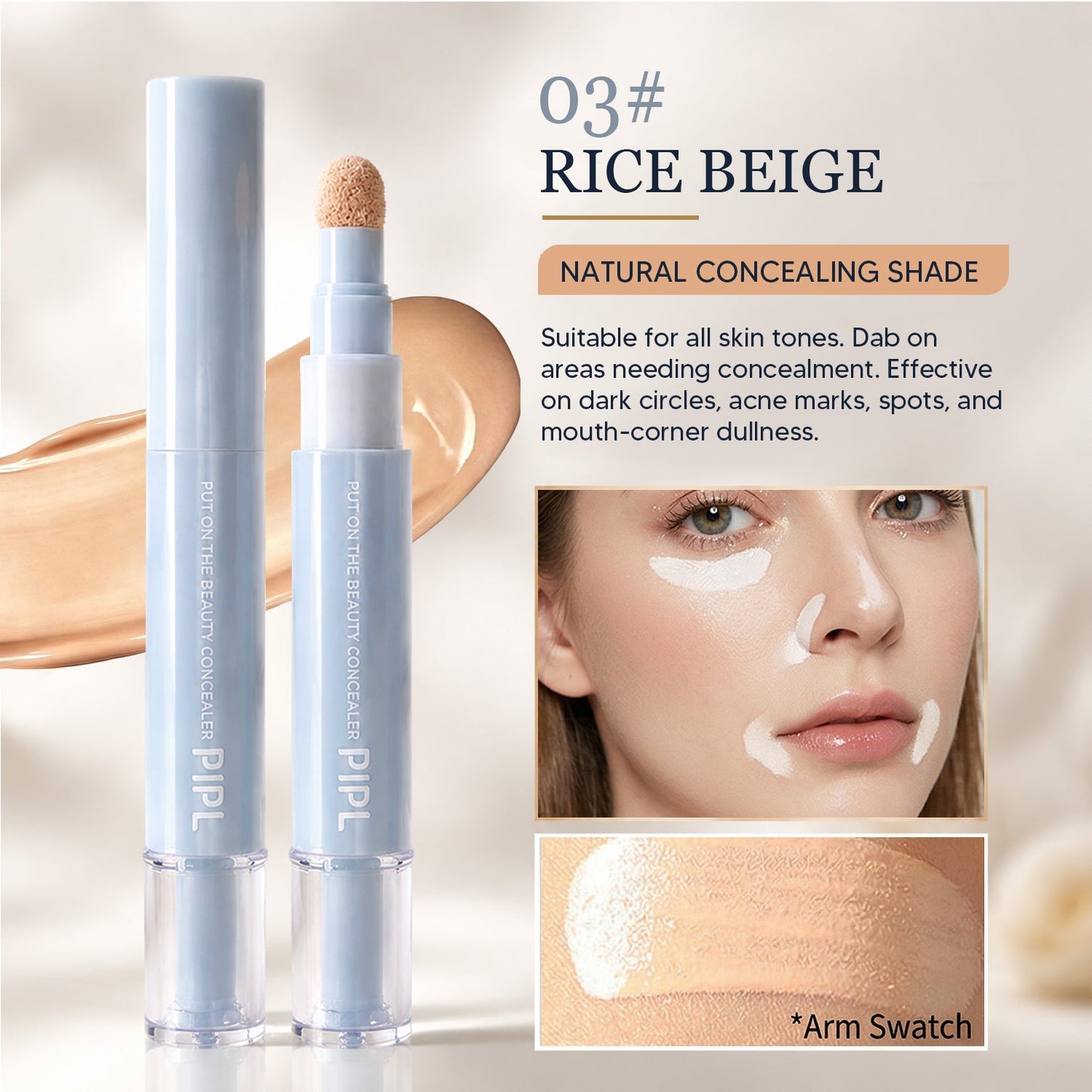 2-in-1 Liquid Foundation & Eye Concealer PenPIPL Formula Dual-Effect