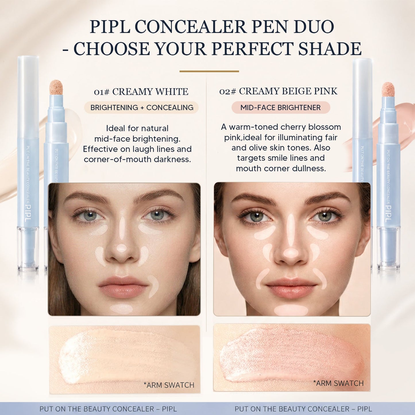 2-in-1 Liquid Foundation & Eye Concealer PenPIPL Formula Dual-Effect
