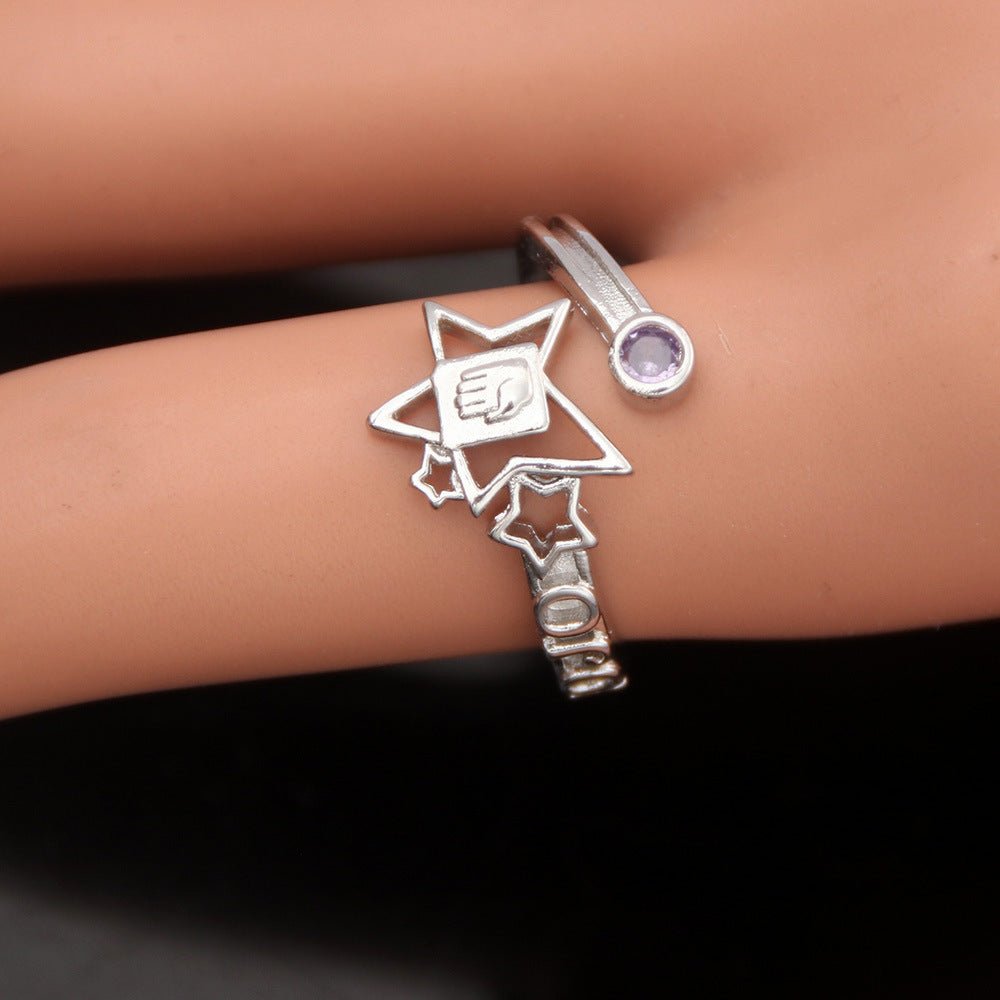 Anime JoJo's Bizarre Adventure Anime JoJo's Bizarre Adventure Josuke Higashikata Star Ring Stand Platinum Heart COS Ring - Hemspire