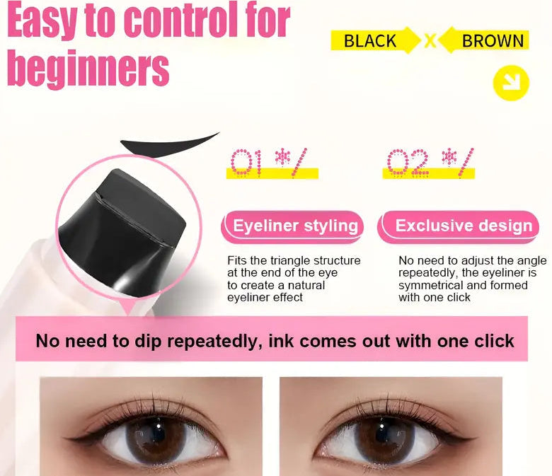 HEMSPIRE Winged Eyeliner Stamp Pen Dual Head Rotating Design, Quick-Dry, Long-Lasting, Smudge-Proof for Easy Cat Eye (Black)