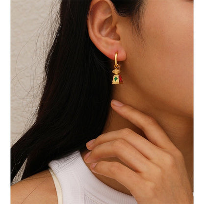 Chinese - Style Retro Enamel Oil - Drip Earrings for Women, Unique Design, Elegant and Chic, Luxury High - End Vintage Jewelry - Hemspire