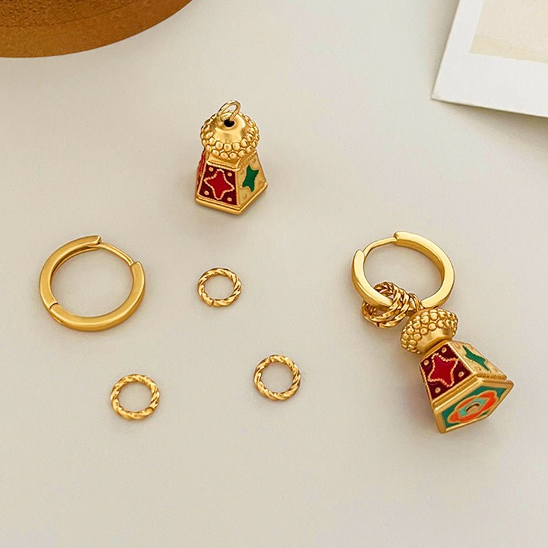 Chinese - Style Retro Enamel Oil - Drip Earrings for Women, Unique Design, Elegant and Chic, Luxury High - End Vintage Jewelry - Hemspire