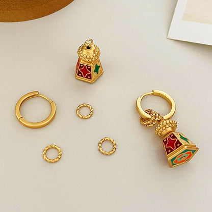 Chinese - Style Retro Enamel Oil - Drip Earrings for Women, Unique Design, Elegant and Chic, Luxury High - End Vintage Jewelry - Hemspire