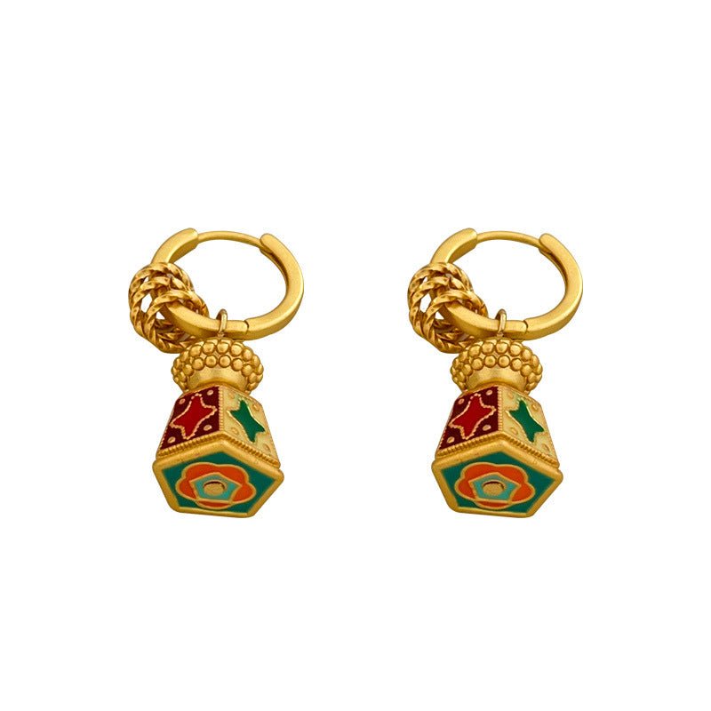 Chinese - Style Retro Enamel Oil - Drip Earrings for Women, Unique Design, Elegant and Chic, Luxury High - End Vintage Jewelry - Hemspire