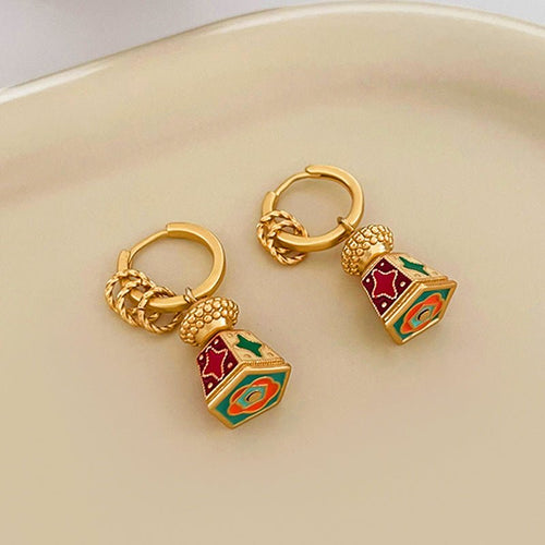 Chinese - Style Retro Enamel Oil - Drip Earrings for Women, Unique Design, Elegant and Chic, Luxury High - End Vintage Jewelry - Hemspire