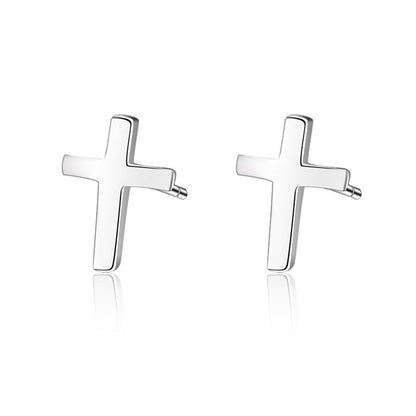 S925 sterling silver earrings fashionable earrings for women smooth cross earrings - Hemspire