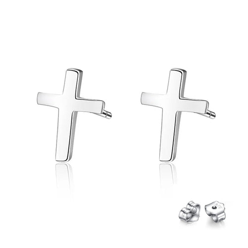 S925 sterling silver earrings fashionable earrings for women smooth cross earrings - Hemspire